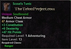 In-game tooltip for Scout's Tunic