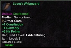 In-game tooltip for Scout's Wristguard