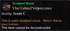 In-game tooltip for Sculpted Wood