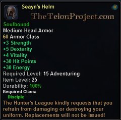 In-game tooltip for Seayn's Helm