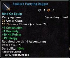 In-game tooltip for Seeker's Parrying Dagger