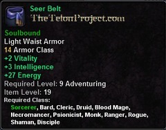 In-game tooltip for Seer Belt
