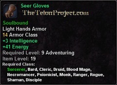 In-game tooltip for Seer Gloves