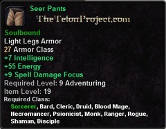 In-game tooltip for Seer Pants