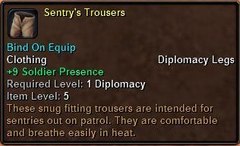 In-game tooltip for Sentrys Trousers