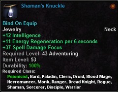 In-game tooltip for Shaman's Knuckle