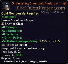 In-game tooltip for Shimmering Silverbark Pauldrons