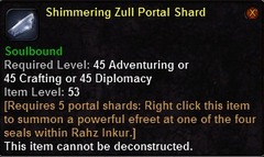 In-game tooltip for Shimmering Zull Portal Shard