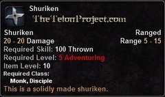 In-game tooltip for Shuriken