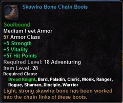 In-game tooltip for Skawlra Bone Chain Boots