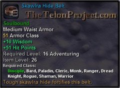 In-game tooltip for Skawlra Hide Belt