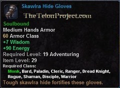 In-game tooltip for Skawlra Hide Gloves