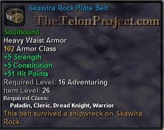 In-game tooltip for Skawlra Rock Plate Belt