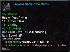 In-game tooltip for Skawlra Rock Plate Boots