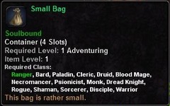 In-game tooltip for Small Bag