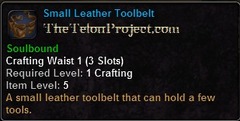 In-game tooltip for Small Leather Toolbelt