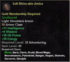 In-game tooltip for Soft Rhino-skin Amice