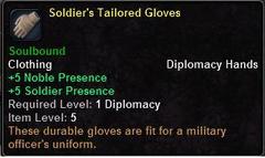 In-game tooltip for Soldier S Tailored Gloves