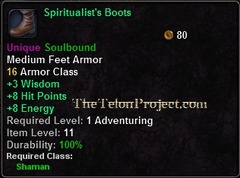 In-game tooltip for Spiritualist's Boots
