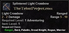 In-game tooltip for Splintered Light Crossbow