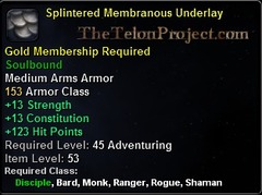 In-game tooltip for Splintered Membranous Underlay