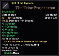 In-game tooltip for Staff of the Cyclone