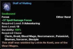 In-game tooltip for Staff Of Wailing