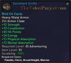 In-game tooltip for Stonebark Girdle