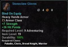 In-game tooltip for Stoneclaw Gloves