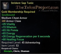 In-game tooltip for Strident Sap Tunic