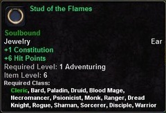 In-game tooltip for Stud of the Flames