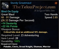 In-game tooltip for Sturdy Greatmaul
