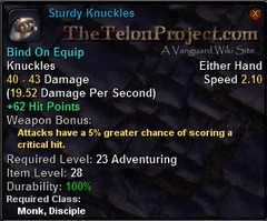 In-game tooltip for Sturdy Knuckles