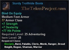 In-game tooltip for Sturdy Trollhide Boots