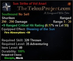 In-game tooltip for Sun Strike Of Vol Anari