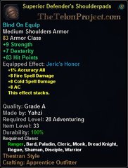 In-game tooltip for Superior Defender's Shoulderpads