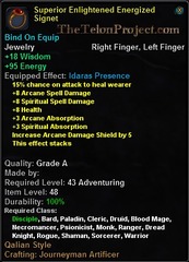 In-game tooltip for Superior Enlightened Energized Signet