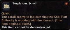 In-game tooltip for Suspicious Scroll