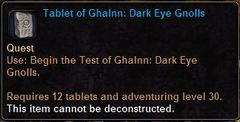 In-game tooltip for Tablet Of Ghalnn: Dark Eye Gnolls