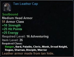 In-game tooltip for Tan Leather Cap
