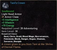 In-game tooltip for Tani's Crown