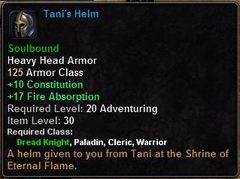 In-game tooltip for Tani's Helm