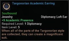 In-game tooltip for Targonorian Academic Earring