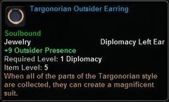In-game tooltip for Targonorian Outsider Earring