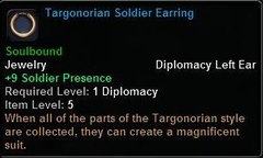 In-game tooltip for Targonorian Soldier Earring