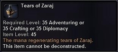 In-game tooltip for Tears Of Zaraj