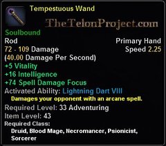 In-game tooltip for Tempestuous Wand