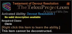 In-game tooltip for Testament Of Devout Resolution
