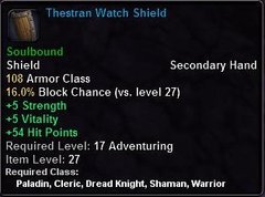 In-game tooltip for Thestran Watch Shield