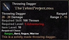 In-game tooltip for Throwing Dagger